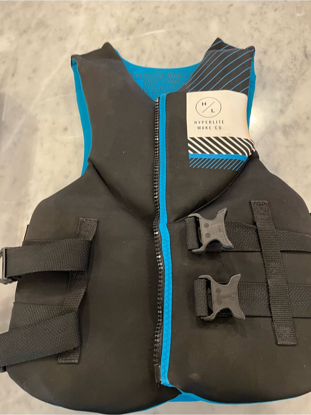 Hyperlite Wake Co. Black & Bright Blue Neoprene Life Vest